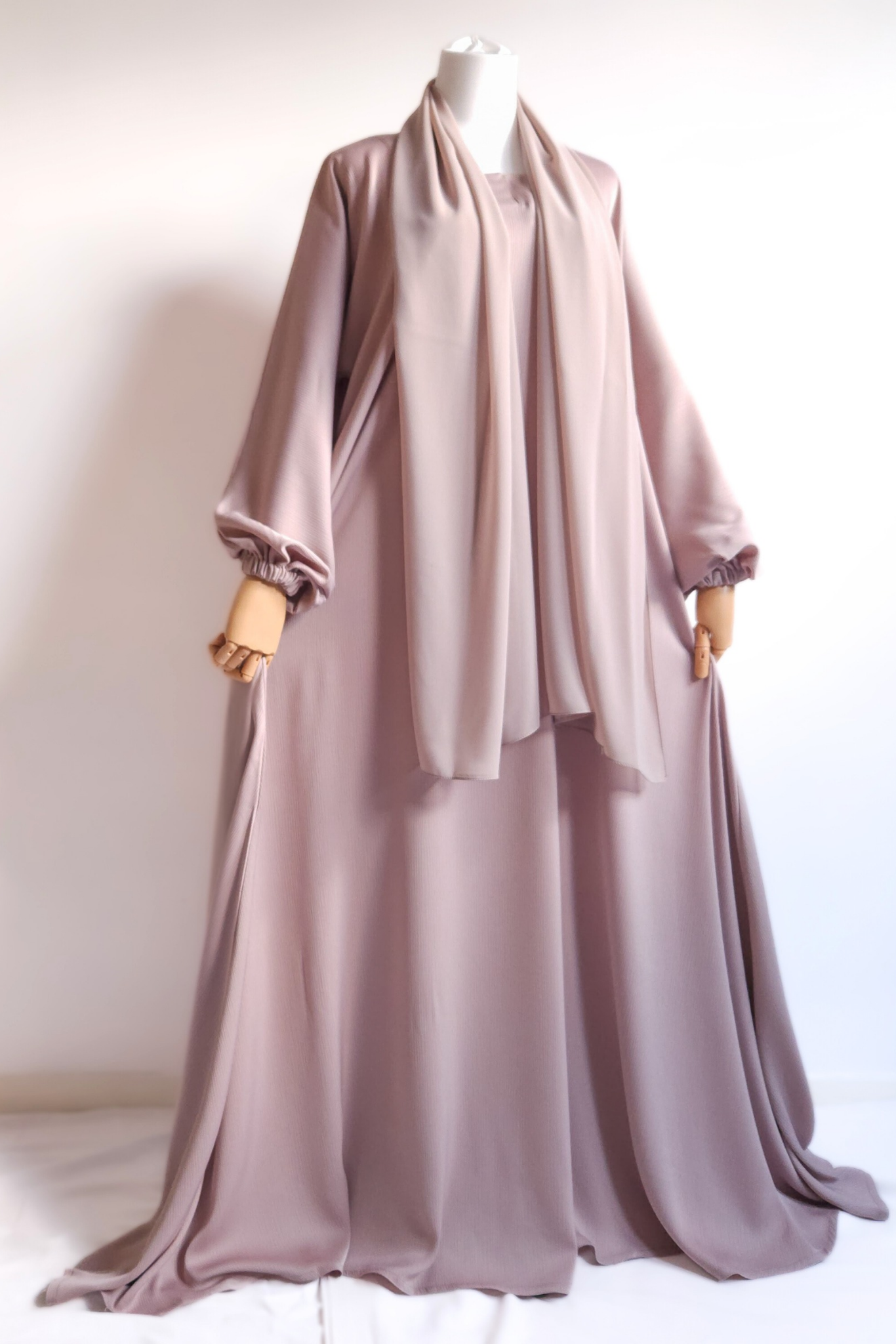 Pink abaya everyday, flare, side pockets, versatile
