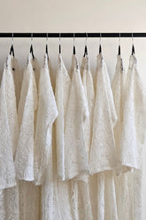 White mesh ivory floral long sleeve abaya for nikah, occasion