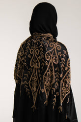 Nada Black Embellished Organza Silk Cape Set