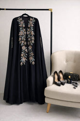 Ayah Embellished 4pc Cape Set - Black