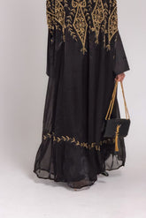 Nada Black Embellished Organza Silk Cape Set