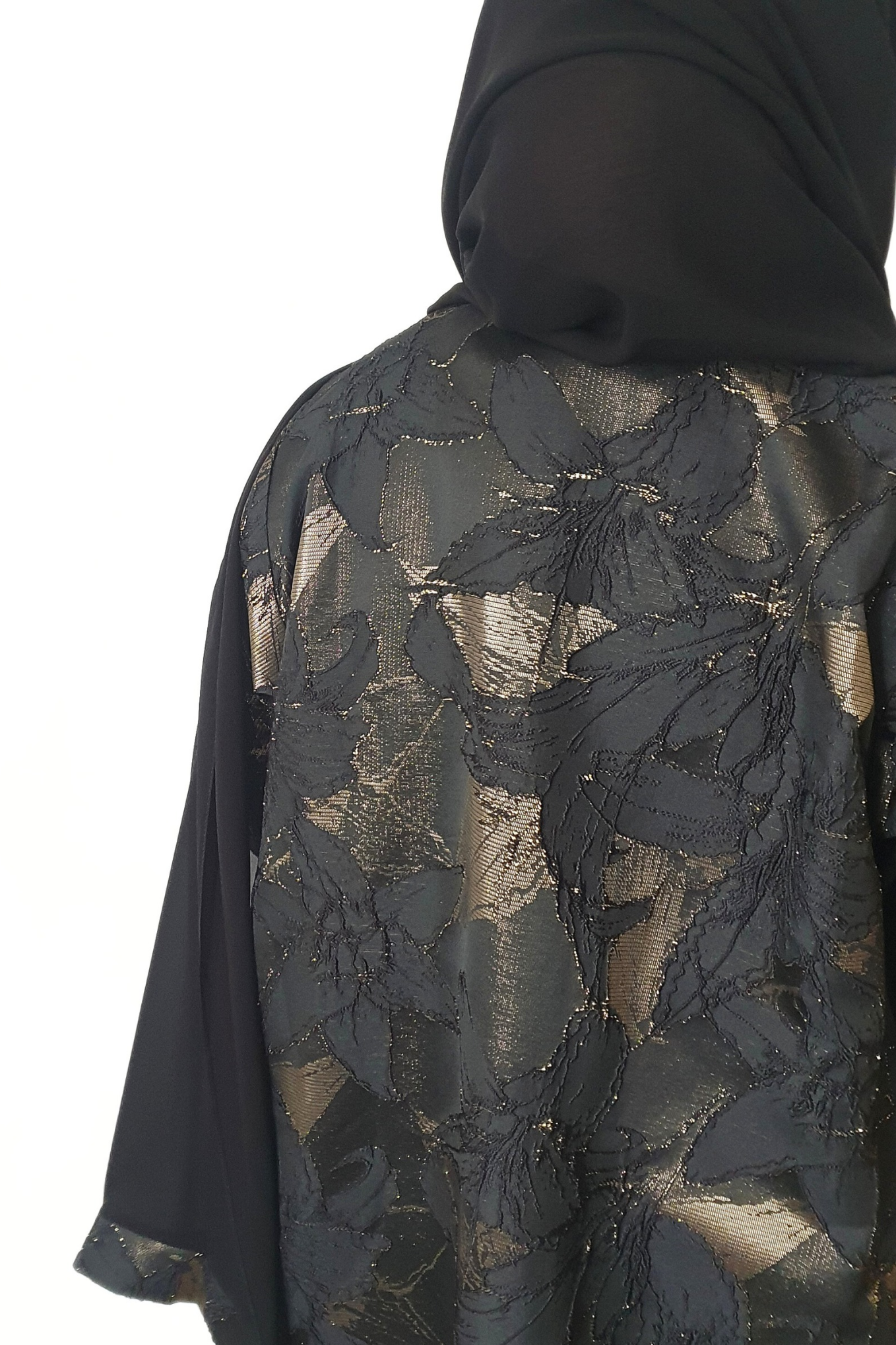 Black and gold jacquard luxurious abaya occasionwear 
