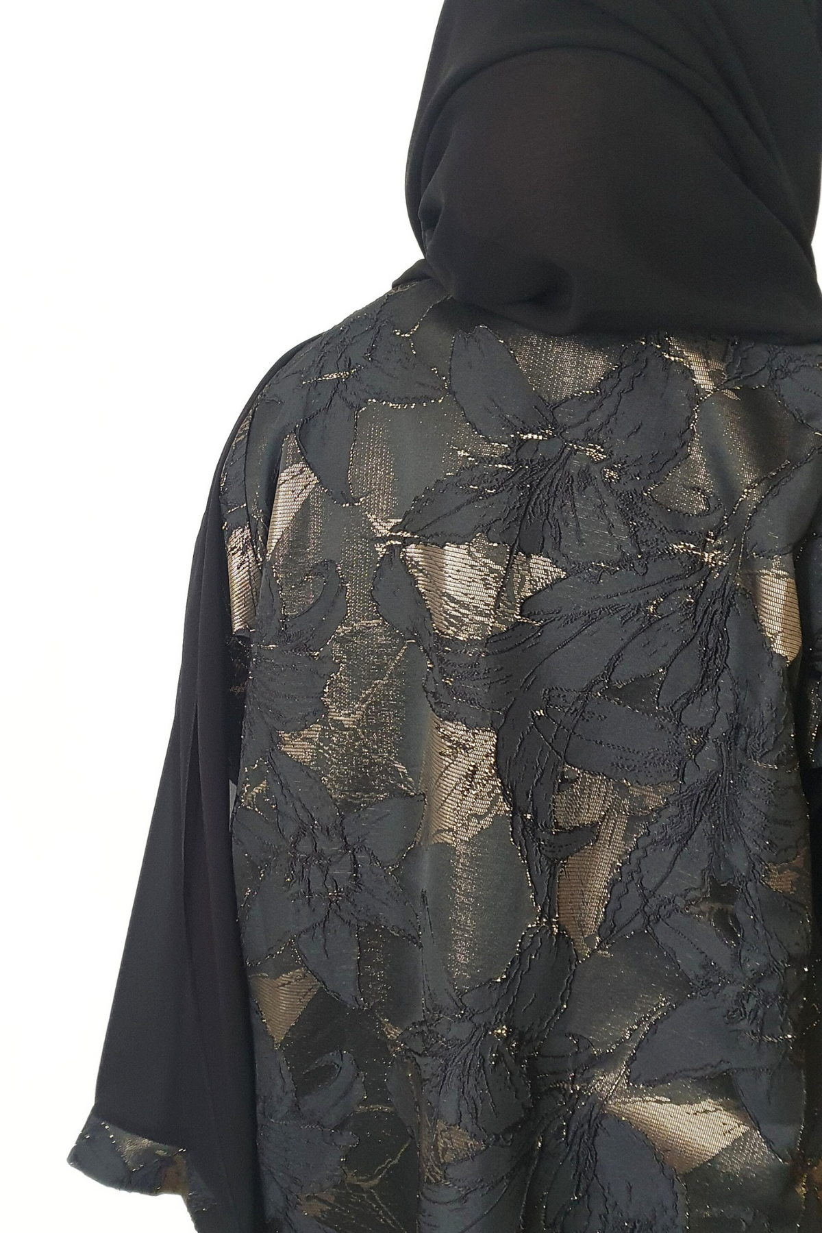 Black and gold jacquard luxurious abaya occasionwear 