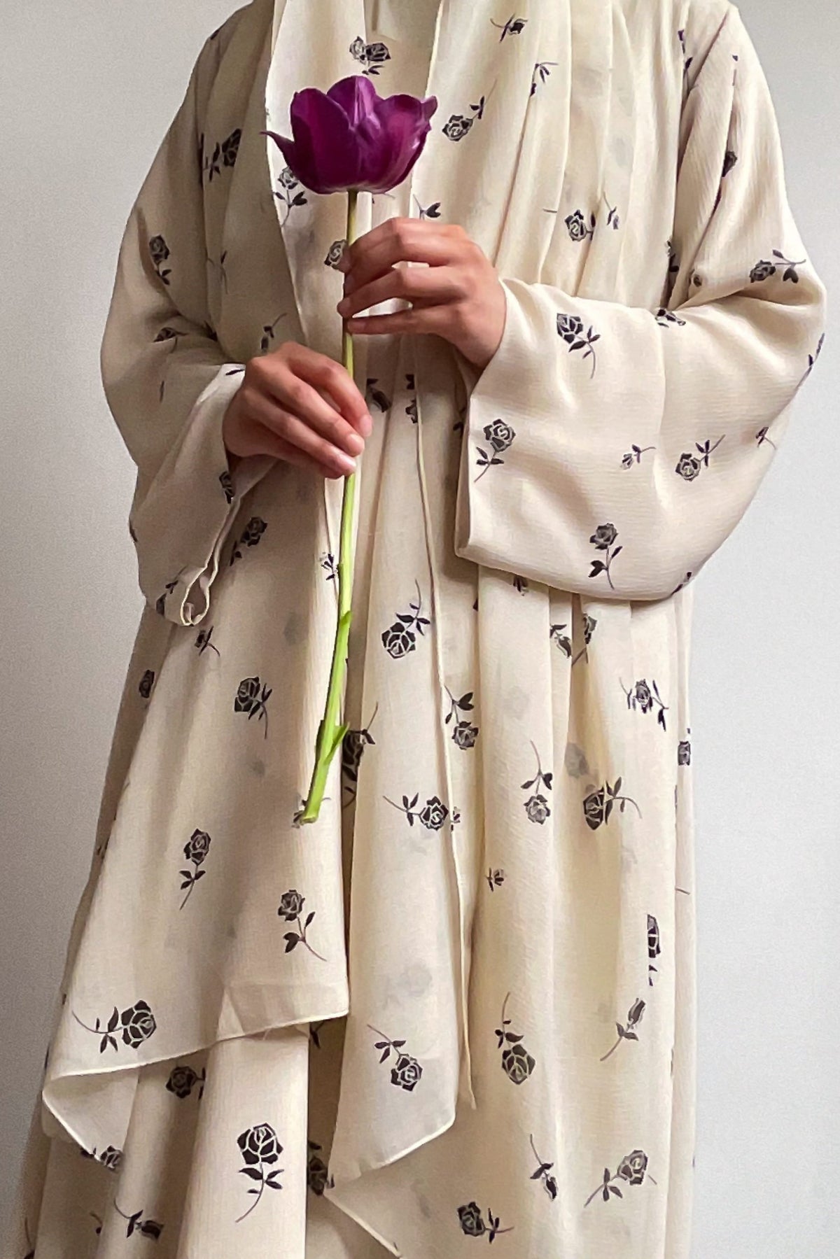 Basma Butter Yellow Closed Abaya 3pc Set