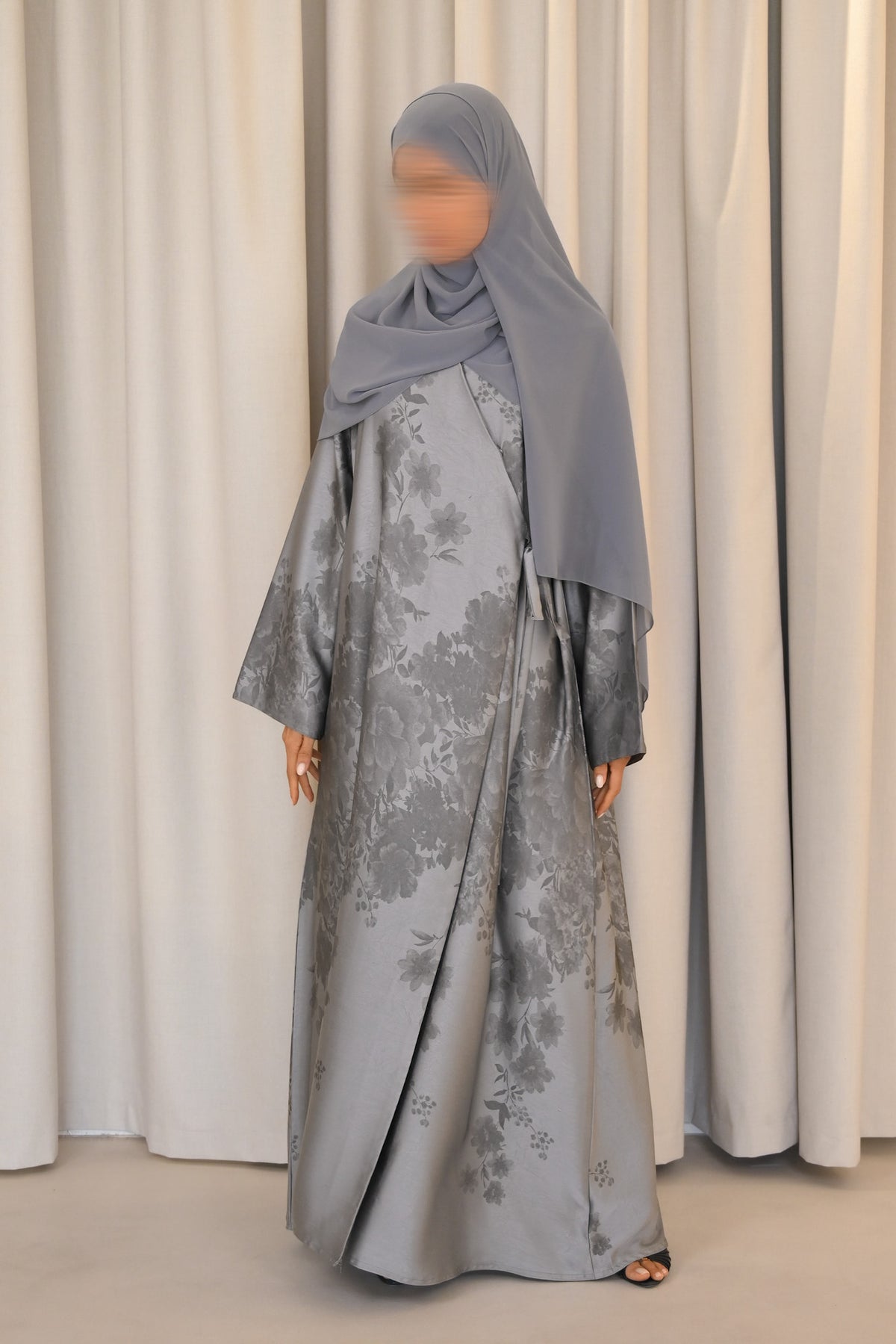 Noura Grey Wrap Abaya