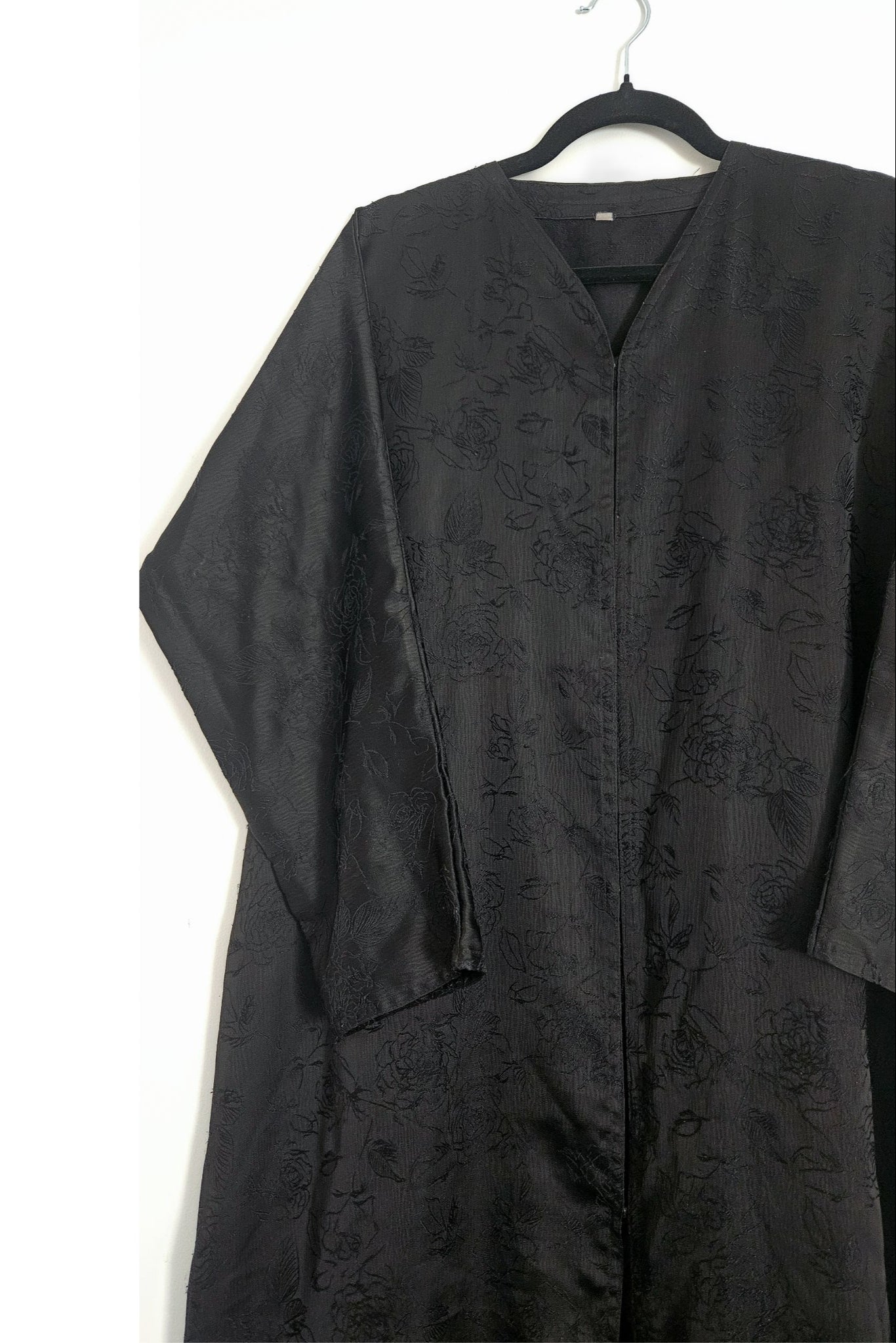 Black rose self print abaya